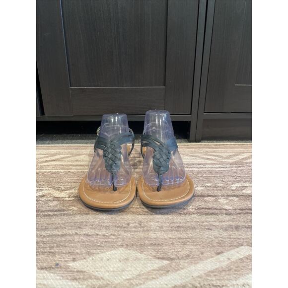 Montego Bay Club Women's Black Brown Sandals Size 8.5 Leather Strap Beach Casual - Picture 2 of 5